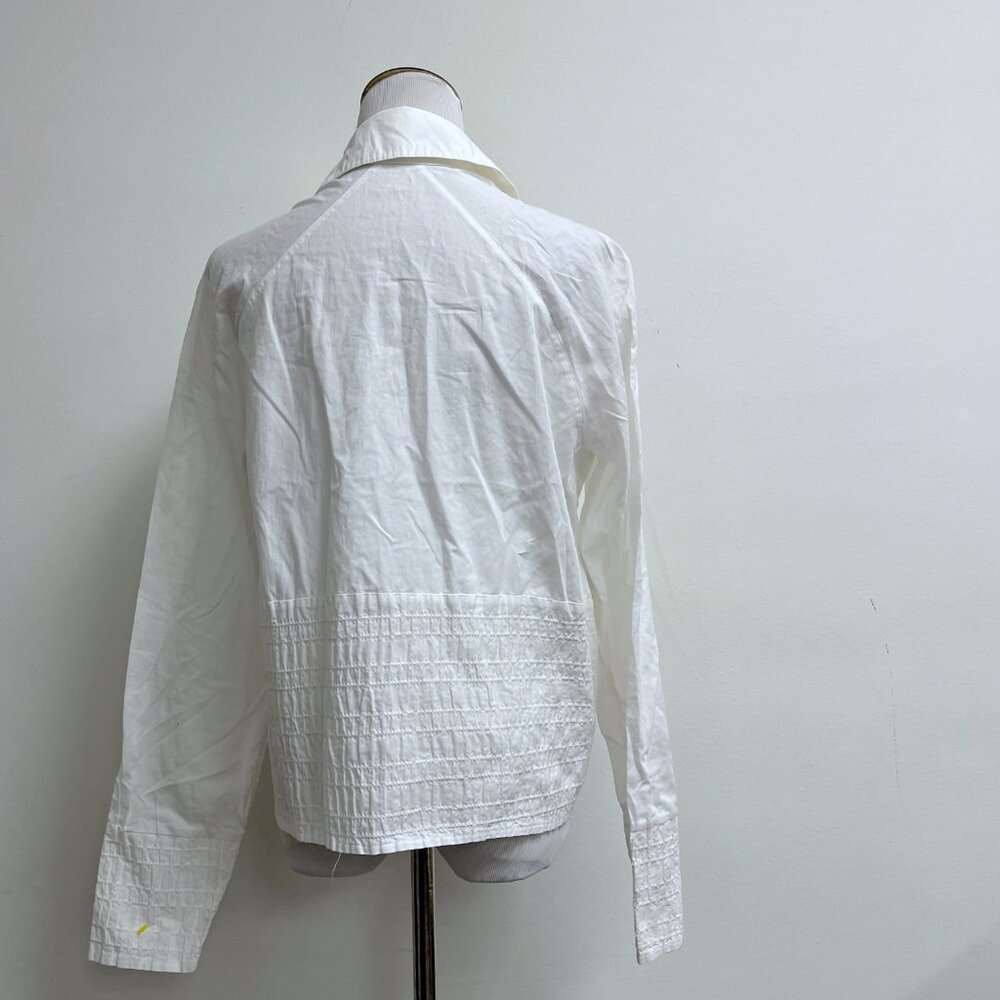 Anne Fontaine white shirt puckered long sleeve button front 3 L - Picture 7 of 7